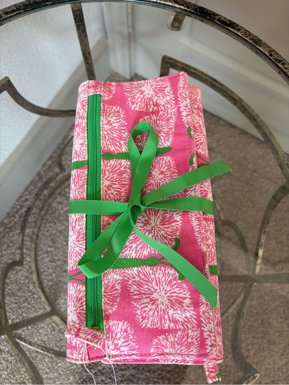 Lilly Pulitzer Pink and Green Travel Cosmetic Pouch